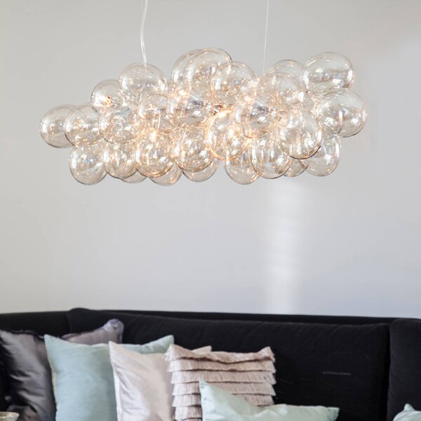 By Rydéns Lampa wisząca szklana Gross Bar, możliwość ściemniania, kremowy / amber, salon / jadalnia, szkło, design