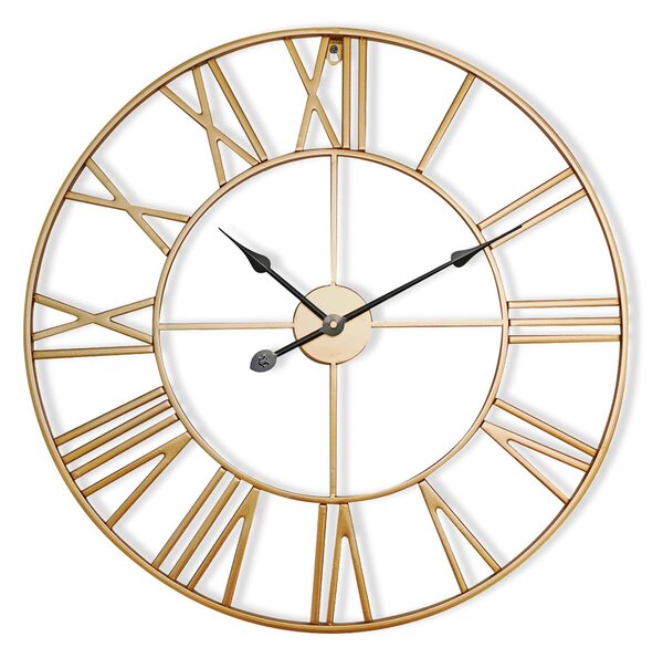 Casa Chic Queensway 80, zegar ścienny z metalową ramką, bezgłośny, Ø 76 cm