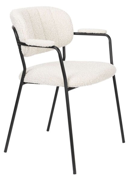 Krzesło do jadalni Charlotte, fotel barowy, tapicerowane, boucle