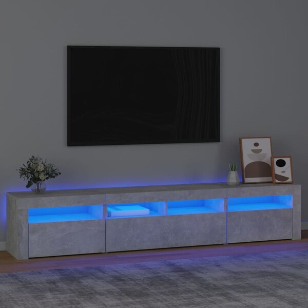 Szafka pod TV z oświetleniem LED, szarość betonu, 210x35x40 cm