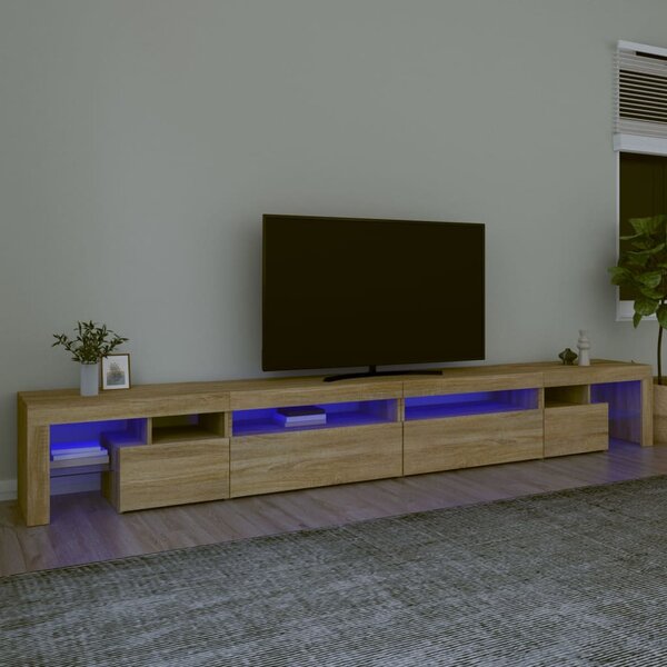 Szafka pod TV z oświetleniem LED, dąb sonoma, 290x36,5x40 cm