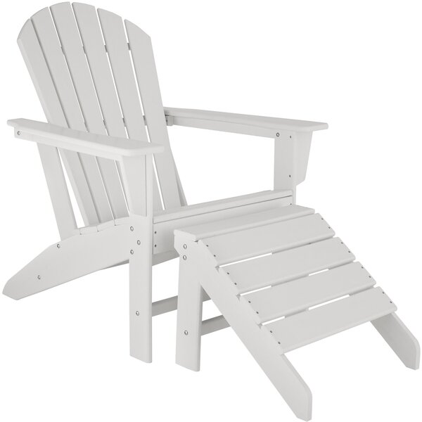 Tectake 404610 krzesło ogrodowe z podnóżkiem w stylu rustykalnym - biały/biały