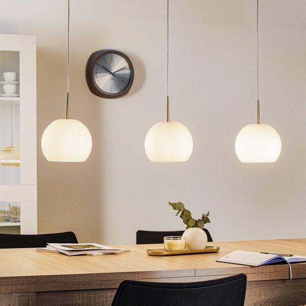 Casablanca Lampa wisząca szklana Ball, możliwość ściemniania, biały / opal, salon / jadalnia, szkło, design