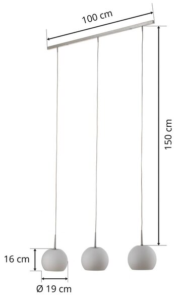 Casablanca Lampa wisząca szklana Ball, możliwość ściemniania, biały / opal, salon / jadalnia, szkło, design