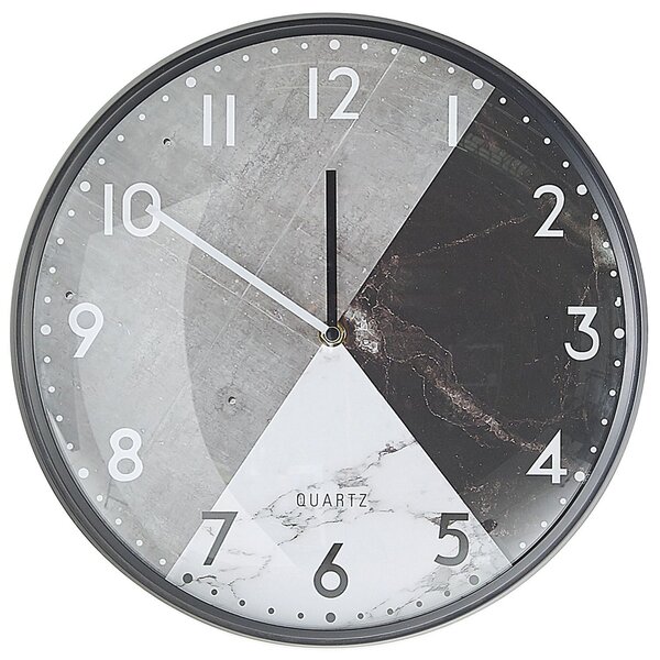 Retro zegar ścienny szkło metal MDF okrągły ø 33 cm szary czarny Davos Beliani