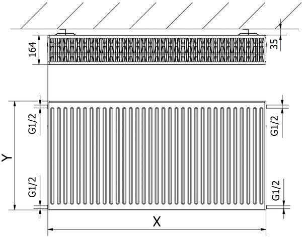 Mexen C33 grzejnik płytowy 600 x 1000 mm, podłączenie boczne, 2335 W, biały - W433-060-100-00