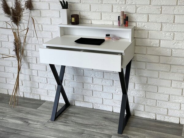 Toaletka / konsola "LENA PLUS" biały mat 75cm, czarne X