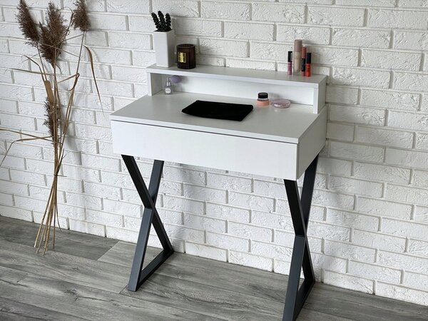 Toaletka / konsola "LENA PLUS" biały mat 75cm, czarne X