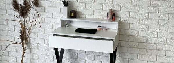 Toaletka / konsola "LENA PLUS" biały mat 75cm, czarne X