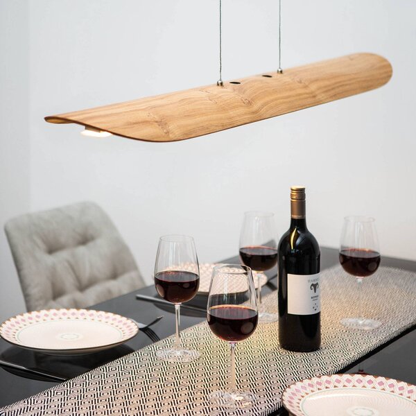 Elobra Lampa wisząca Colombia, możliwość ściemniania, jasne drewno, salon / jadalnia, drewno, nowoczesny