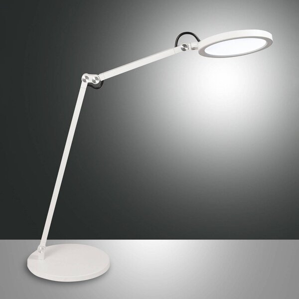 Fabas Luce Lampa biurkowa LED Regina, możliwość ściemniania, biały / opal, biuro, metal, nowoczesny