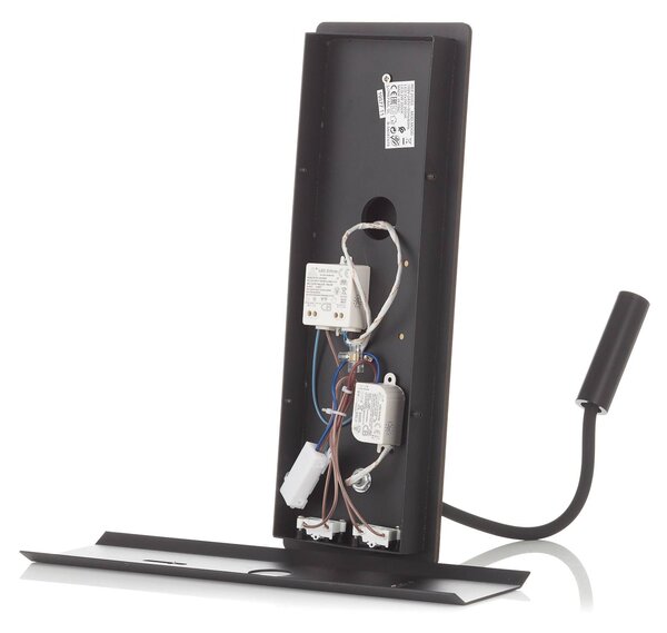 FARO BARCELONA Kinkiet LED Mood, czarny, sypialnia, drewno