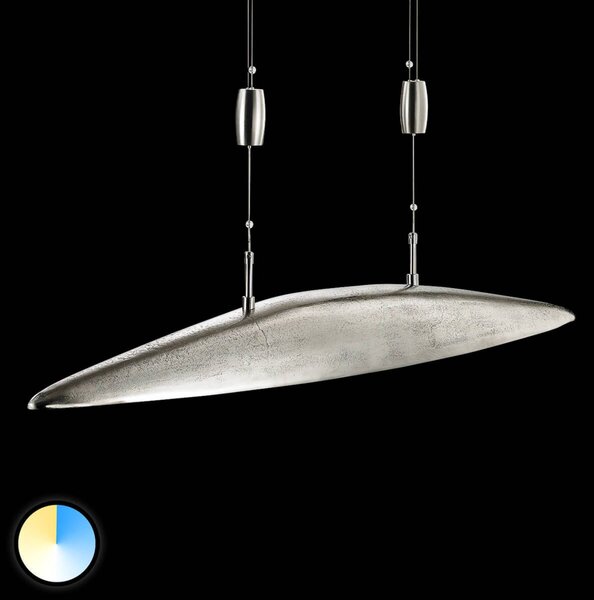 FISCHER & HONSEL Lampa wisząca SHINE, możliwość ściemniania, aluminiowy / szary / cynkowy, salon / jadalnia, aluminium, nowoczesny