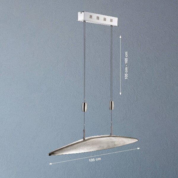 FISCHER & HONSEL Lampa wisząca SHINE, możliwość ściemniania, aluminiowy / szary / cynkowy, salon / jadalnia, aluminium, nowoczesny