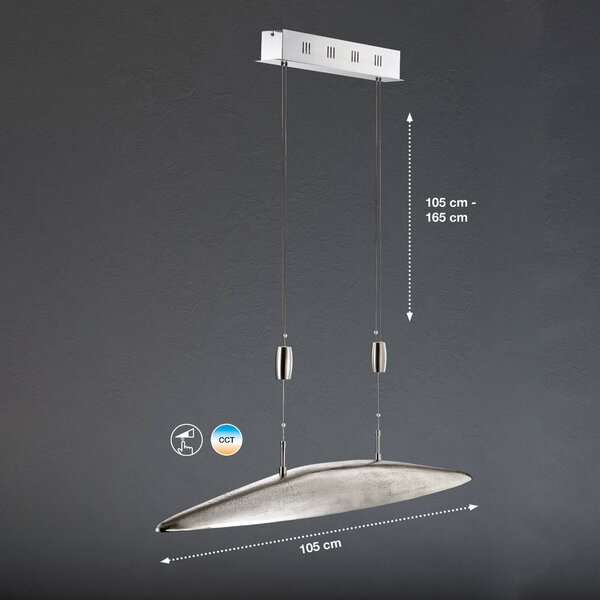 FISCHER & HONSEL Lampa wisząca SHINE, możliwość ściemniania, aluminiowy / szary / cynkowy, salon / jadalnia, aluminium, nowoczesny