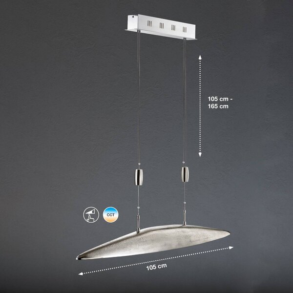 FISCHER & HONSEL Lampa wisząca SHINE, możliwość ściemniania, aluminiowy / szary / cynkowy, salon / jadalnia, aluminium, nowoczesny