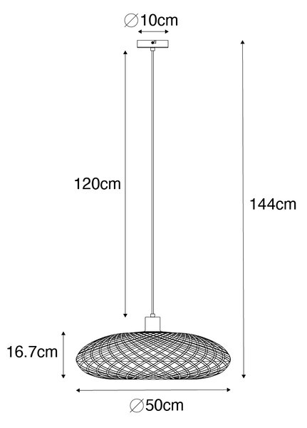 Orientalna lampa wisząca czarna bambusowa 50 cm - Ostrava