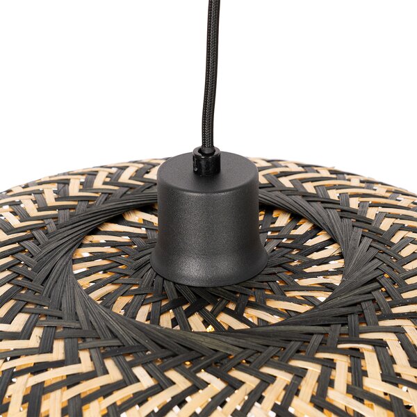 Orientalna lampa wisząca czarna z bambusa 40 cm - Ostrava