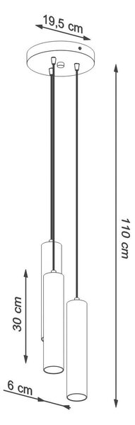 Biała potrójna lampa wisząca tuba nad stół - 5X S755 N6-M81