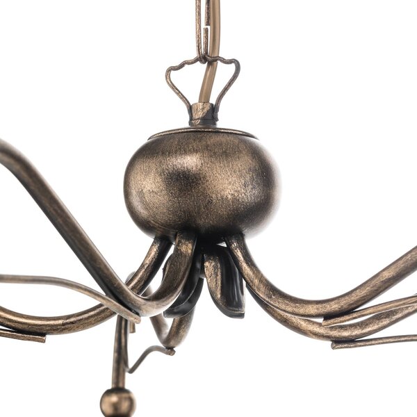Lampa wisząca Casale Jupiter, możliwość ściemniania, brązowy / mosiężny, salon / jadalnia, metal, antyczny