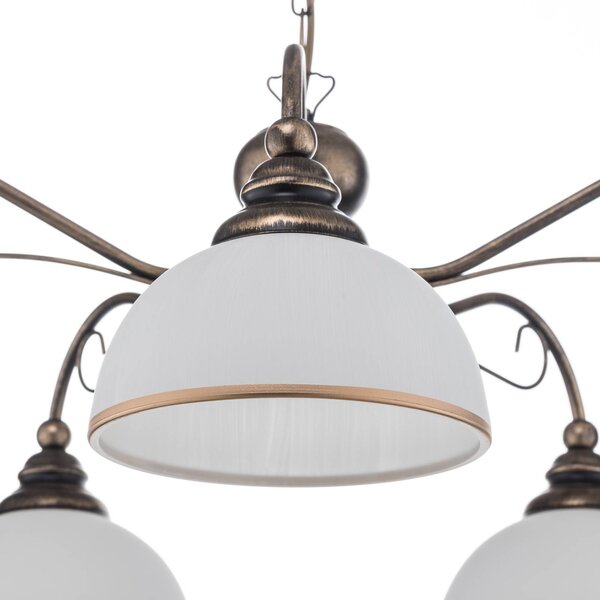 Lampa wisząca Casale Jupiter, możliwość ściemniania, brązowy / mosiężny, salon / jadalnia, metal, antyczny