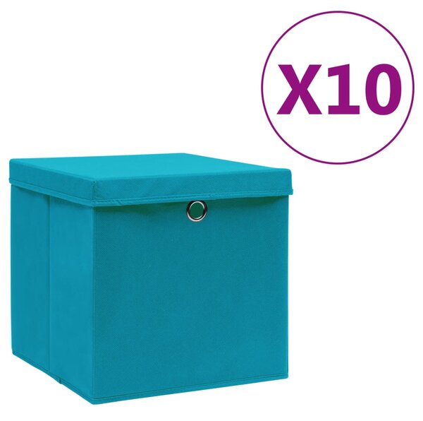 Pudełka z pokrywami, 10 szt., 28x28x28 cm, błękitne