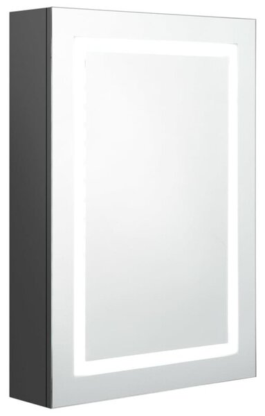 Szafka łazienkowa z lustrem i LED, szara, 50x13x70 cm