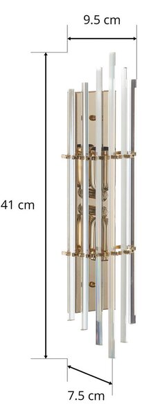 Kinkiet Austrolux Ontario, 41 cm, pozłacany 24-karatowym złotem, szkło