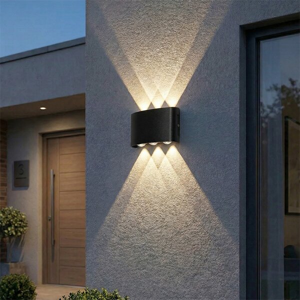 Lampa ścienna zewnętrzna czarna w tym LED 6-świateł IP54 - Silly