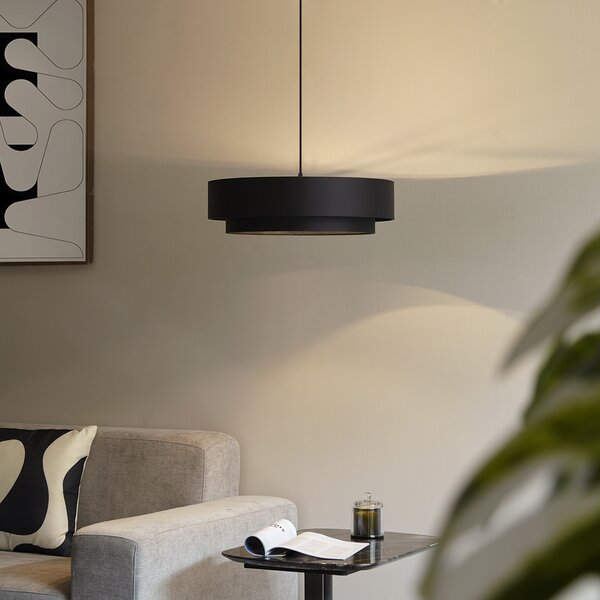 Nowoczesna lampa wisząca czarna 50 cm 3-źródła światła - Drum Duo