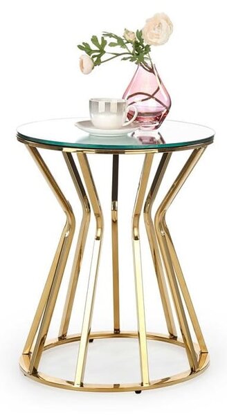 Okrągły szklany stolik kawowy nocny z lustrem glam