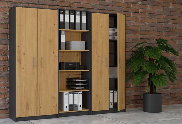Szafa biurowa z półkami artisan z antracytem | Umeblowana.com