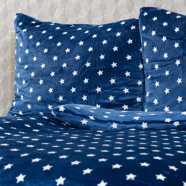 4Home pościel mikroflanela Stars niebieski, 160 x 200 cm, 70 x 80 cm, 160 x 200 cm, 70 x 80 cm