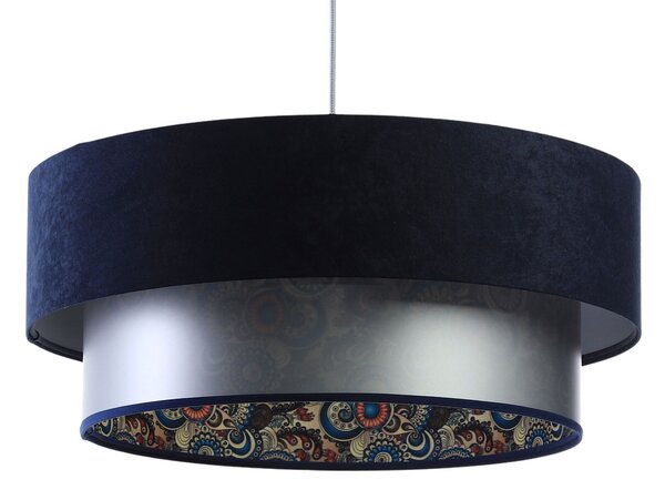 Lampa wisząca z welurowym zdobionym abażurem - S425-Movia