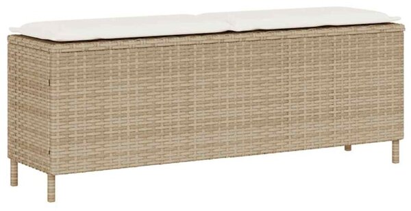 Ławka ogrodowa z poduszką beżowa 110x30x40,5 cm polirattan