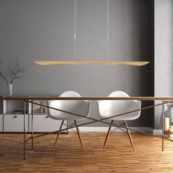 Lampa wisząca Hiba Quitani, możliwość ściemniania, jasne drewno, salon / jadalnia, drewno, nowoczesny