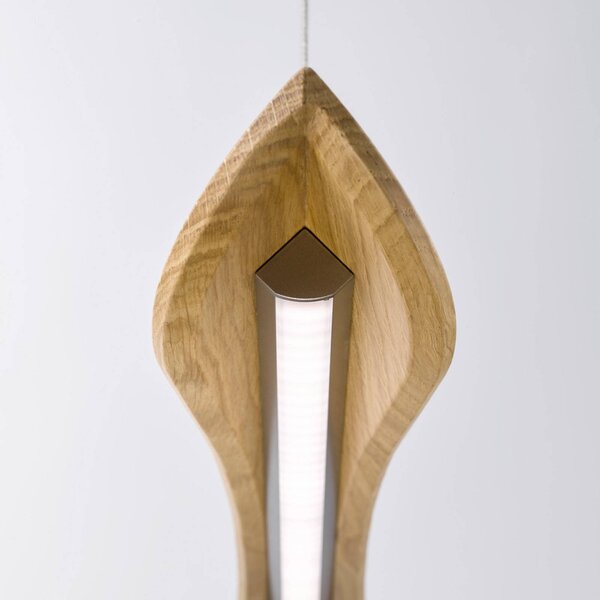 Lampa wisząca Hiba Quitani, możliwość ściemniania, jasne drewno, salon / jadalnia, drewno, nowoczesny