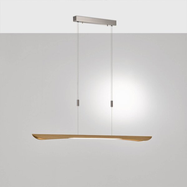 Lampa wisząca Hiba Quitani, możliwość ściemniania, jasne drewno, salon / jadalnia, drewno, nowoczesny