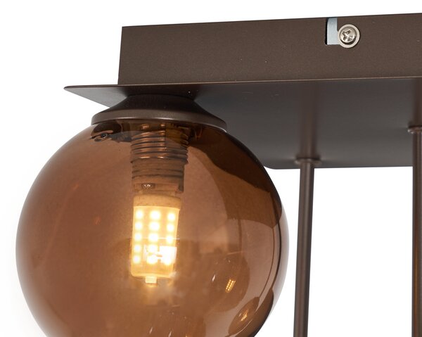 Designerska lampa sufitowa brązowa z brązowym szkłem 5-punktowa - Athens
