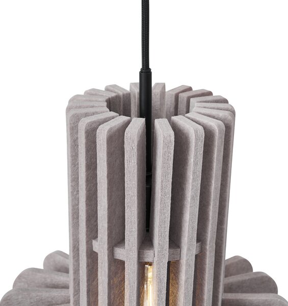 Retro Lampa Wisząca Czarna z Taupe 3-punktowa - Felt