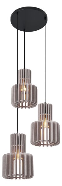 Retro Lampa Wisząca Czarna z Taupe 3-punktowa - Felt