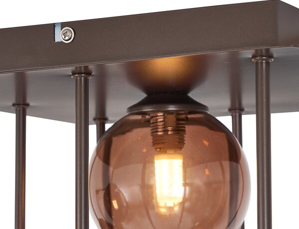 Designerska lampa sufitowa brązowa z brązowym szkłem 9-punktowa - Athens