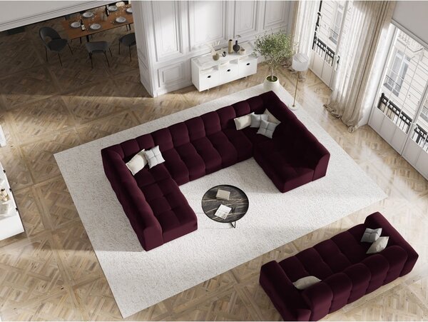 Bordowy aksamitny narożnik (w kształcie litery "U") Kendal – Micadoni Home