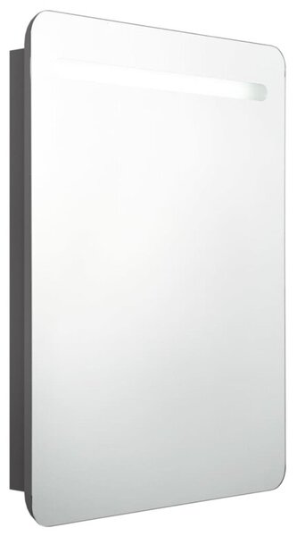 Szafka łazienkowa z lustrem i LED, szara, 60x11x80 cm
