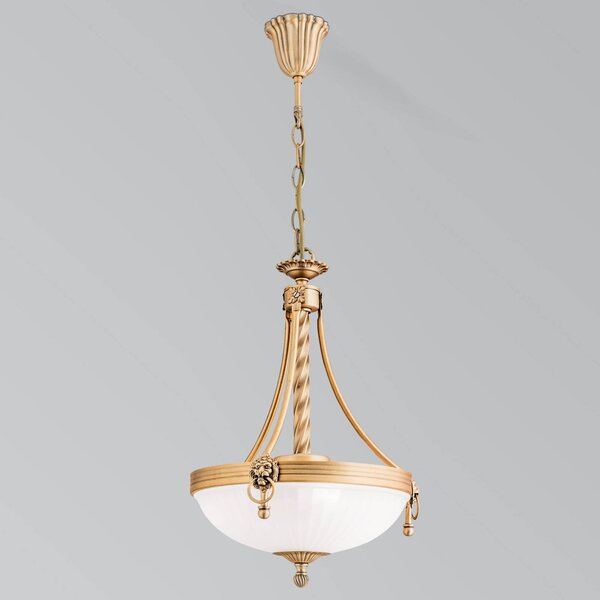 ORION Lampa wisząca szklana Rocca, możliwość ściemniania, brązowy / mosiężny, salon / jadalnia, metal, antyczny