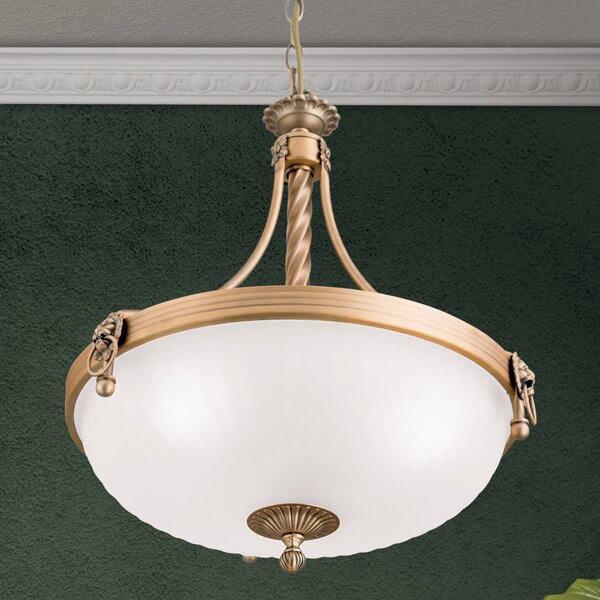 ORION Lampa wisząca szklana Rocca, możliwość ściemniania, brązowy / mosiężny, salon / jadalnia, metal, antyczny