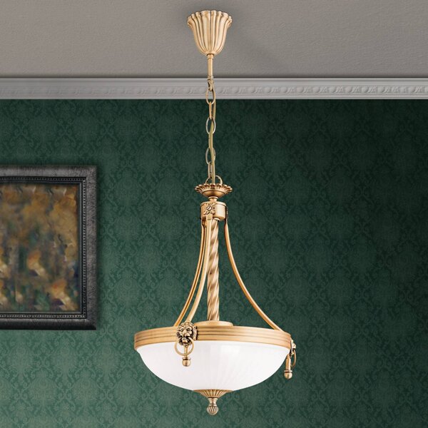 ORION Lampa wisząca szklana Rocca, możliwość ściemniania, brązowy / mosiężny, salon / jadalnia, metal, antyczny