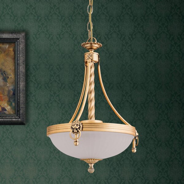 ORION Lampa wisząca szklana Rocca, możliwość ściemniania, brązowy / mosiężny, salon / jadalnia, metal, antyczny