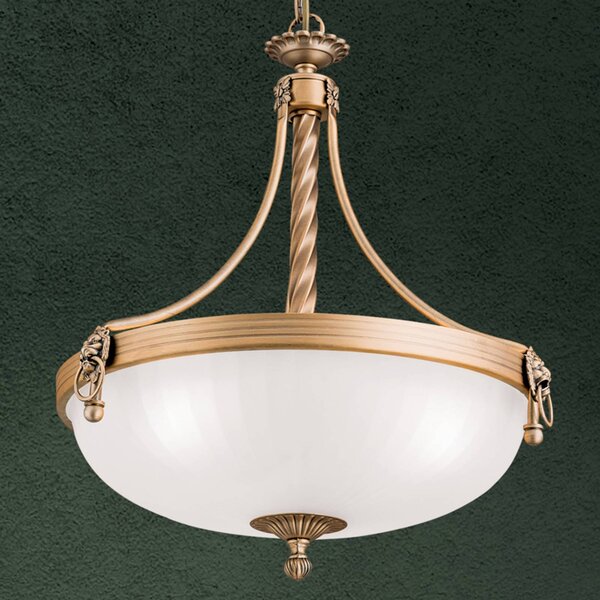 ORION Lampa wisząca szklana Rocca, możliwość ściemniania, brązowy / mosiężny, salon / jadalnia, metal, antyczny