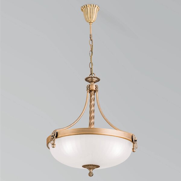 ORION Lampa wisząca szklana Rocca, możliwość ściemniania, brązowy / mosiężny, salon / jadalnia, metal, antyczny
